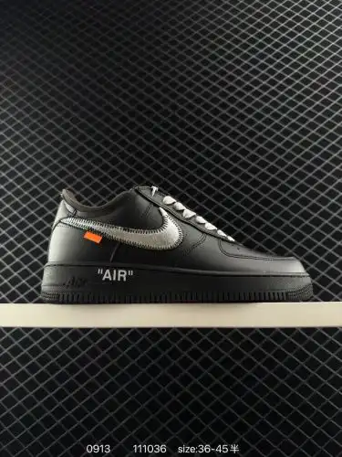 1 AF1 x OW overseas original shoe mold original delicate lychee pattern leather one silver hook is v