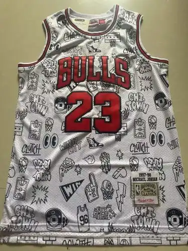 Bulls No. 23 Michael Jordan Print Retro White
