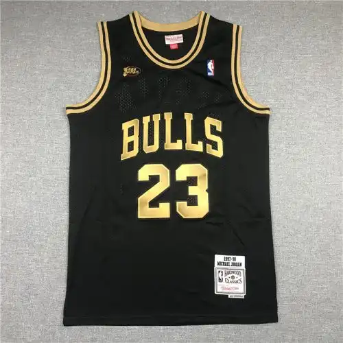 Bulls No. 23 Michael Jordan Final Edition Retro Black Gold