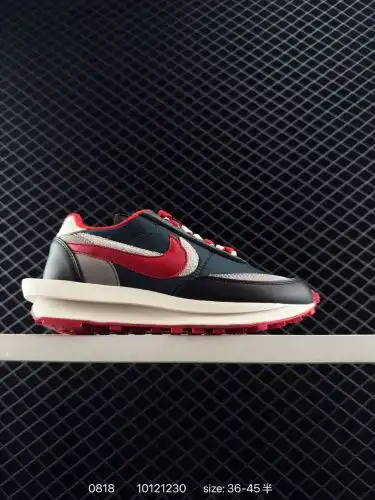 Sacai X N LDWaffle "Midnight Spruce and University Red" Waffle 2.0 black, blue and red dec