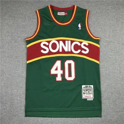Supersonics No. 40 Sean Camp Retro Green and Red Bars