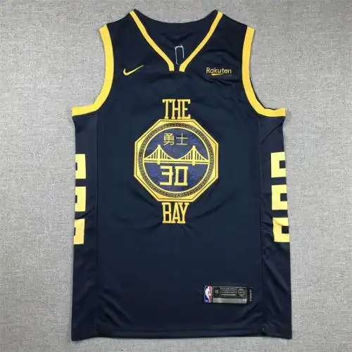 Warriors No. 30 Stephen Curry City version Deep Blue