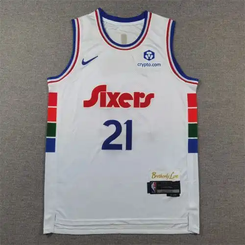 25th season 76ers No. 21 Joel Embiid City version white