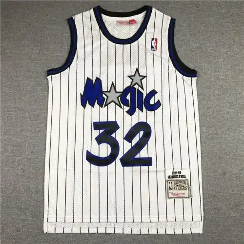 Magic No. 32 Shaquille O'Neal Retro White Strips