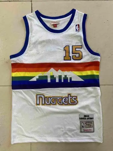 Nuggets No. 15 Cameron Anthony Retro Snow Mountain White