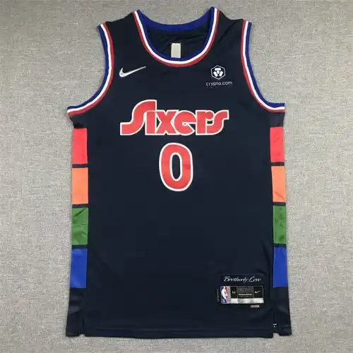 22 season 76ers No. 0 Tyris Maxi Anniversary Deep Blue City Edition