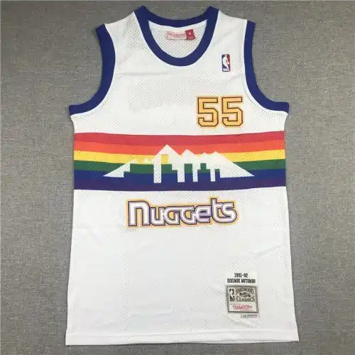Nuggets No. 55 Deekenbe Mutombo Retro Snow Mountain White