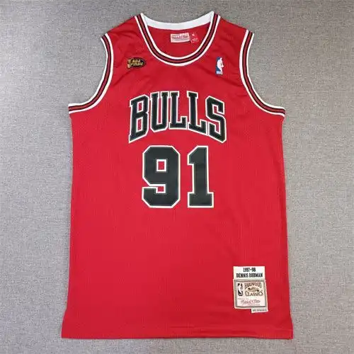 Bulls No. 91 Dennis Rodman Finals Retro Red