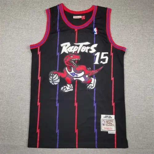 Raptors No. 15 Vince Carter Retro Black Gold Dragon
