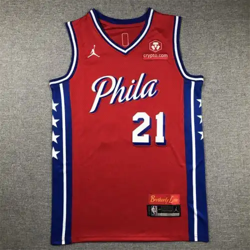 76ers No. 21 Joel Embiid Red