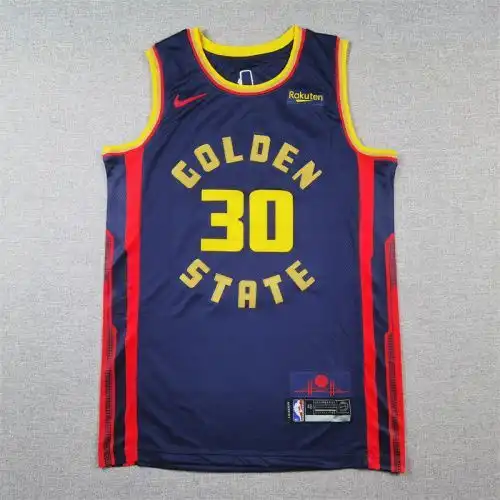 25th season Warriors No. 30 Stephen Curry City version Deep Blue