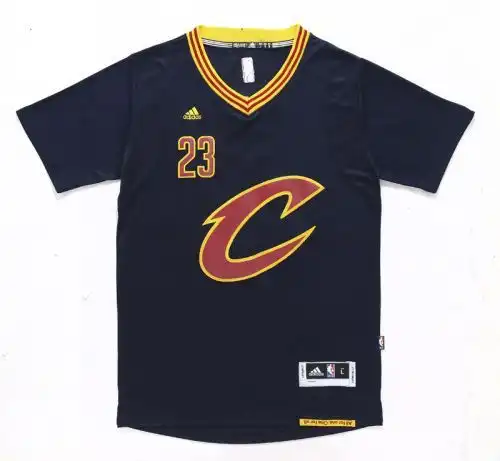 Cavaliers No. 23 LeBron James Adidas version of half-sleeved dark blue