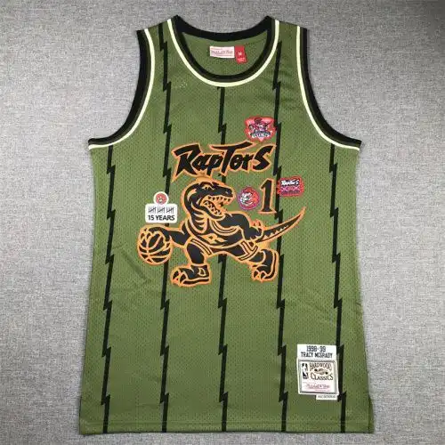 Raptors No. 1 Tracy McGrady Retro Army Green
