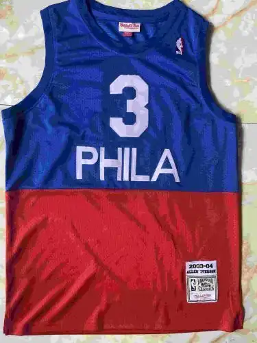 76ers No. 3 Allen Iverson Retro Blue on Top and Red on Top