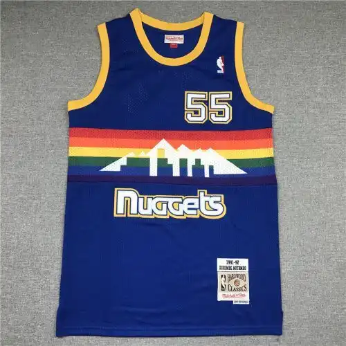 Nuggets No. 55 Deekenbe Mutombo Retro Snow Mountain Blue