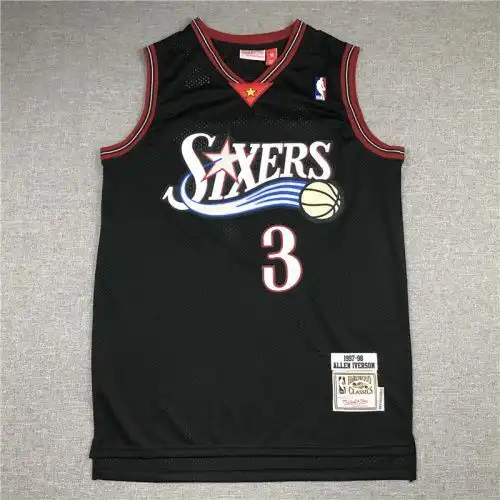 76ers No. 3 Allen Iverson Retro Earth Black