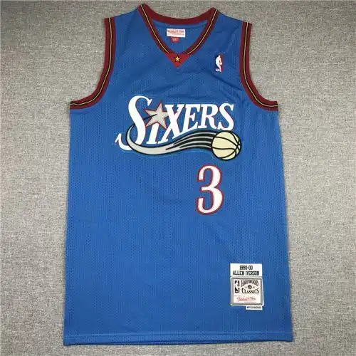 76ers No. 3 Allen Iverson Retro Blue