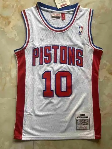 Pistons No. 10 Dennis Rodman Retro White