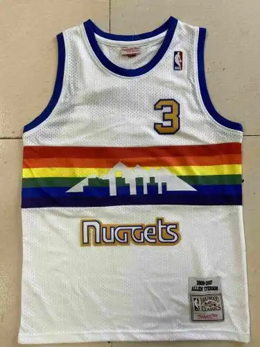 Nuggets No. 3 Allen Iverson Retro Snow Mountain White