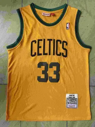 Celtics No. 33 Larry Joe Bird Retro Yellow