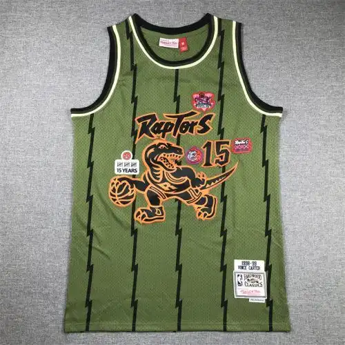 Raptors No. 15 Vince Carter Retro Army Green