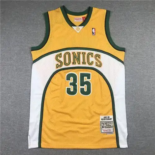 Supersonics No. 35 Kevin Durant Retro Yellow