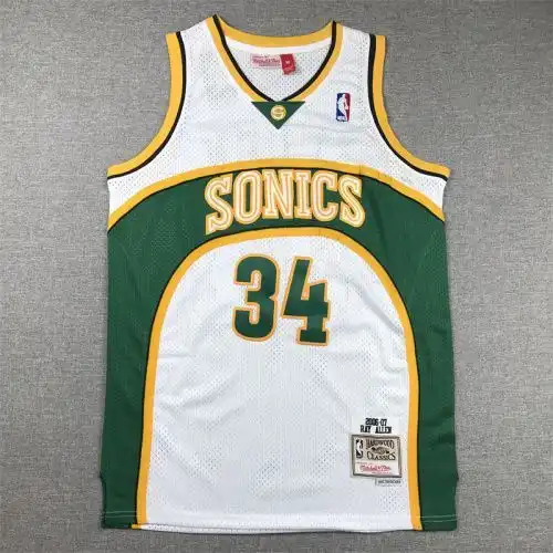 Supersonics No. 34 Ray Allen Retro White