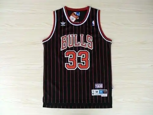 Bulls No. 33 Scottie Pippen Black and Red Bars