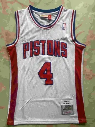 Pistons No. 4 Joe Dumas Retro White