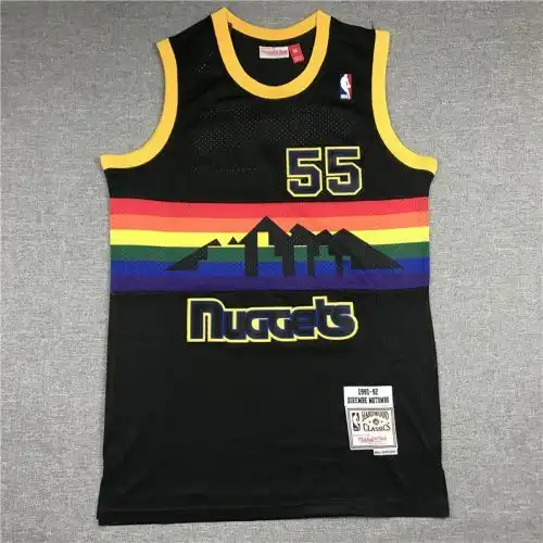 Nuggets No. 55 Deekenbe Mutombo Retro Snow Mountain Black