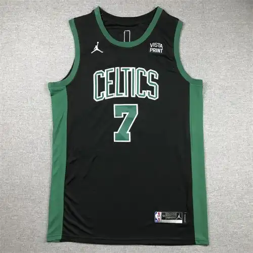 Celtics No. 7 Jaylen Brown Black Green Side