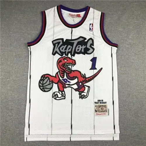 Raptors No. 1 Tracy McGrady Retro Big Dragon White