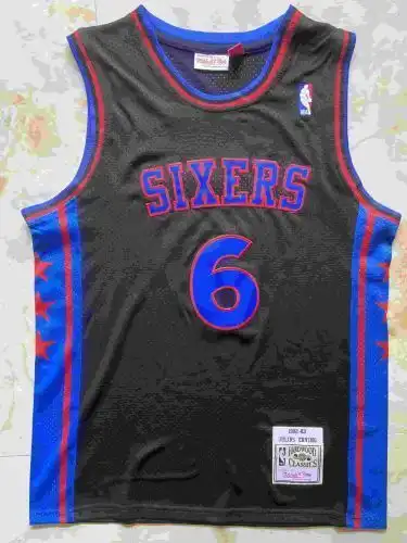 76ers No. 6 Julius Irving Retro Black