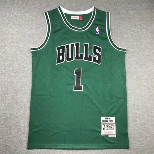 Bulls No. 1 Derek Rose Retro Green