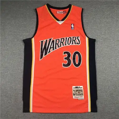 Warriors No. 30 Stephen Curry Retro Orange Red