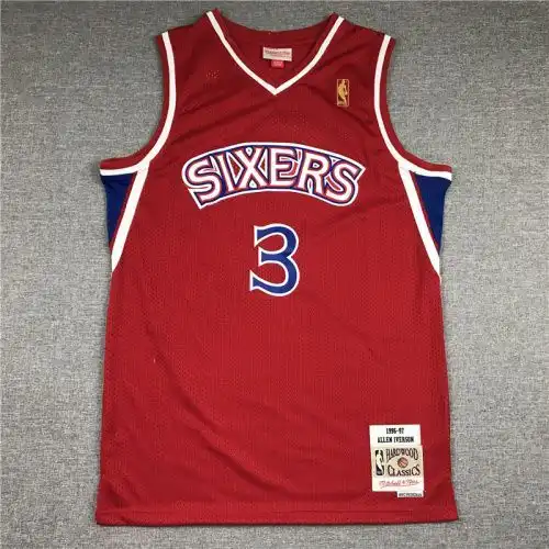 76ers No. 3 Allen Iverson Retro Red