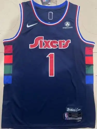 22 season 76ers No. 1 James Harden Anniversary Diamond Cage Dark Blue