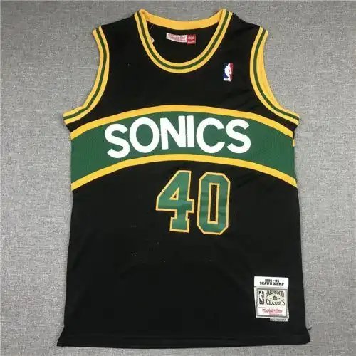 Supersonics No. 40 Sean Camp Retro Black and Green Bars