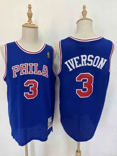 76ers No. 3 Allen Iverson Retro PH Blue