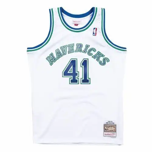 Mavericks No. 41 Dirk Nowitzki Retro White