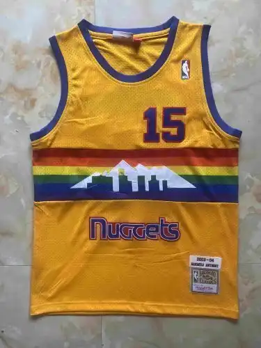 Nuggets No. 15 Cameron Anthony Retro Snow Mountain Yellow