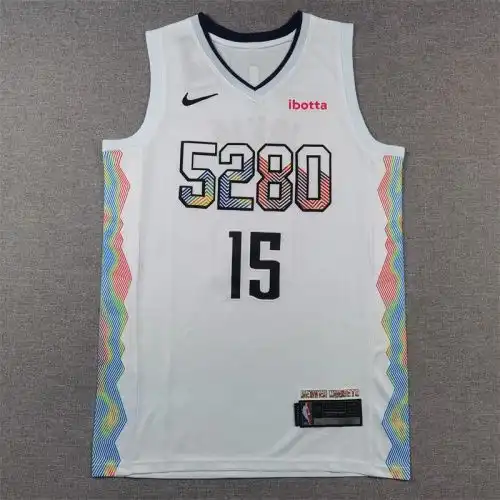 25th season Nuggets No. 15 Nikola Jokic City version white