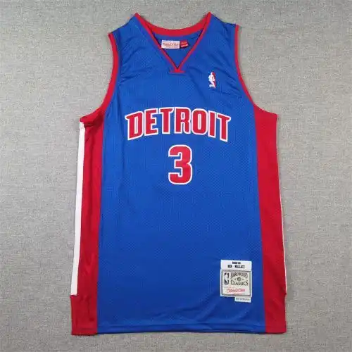 Pistons No. 3 Ben Wallace Retro Blue