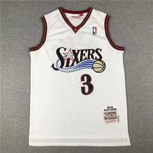 76ers No. 3 Allen Iverson Retro Earth White