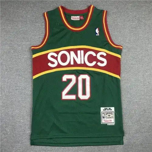 Supersonics No. 20 Gary Payton Retro Green Red Bars