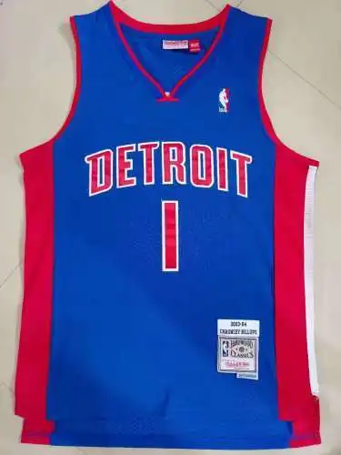 Pistons No. 1 Chauncey Billups Retro Blue