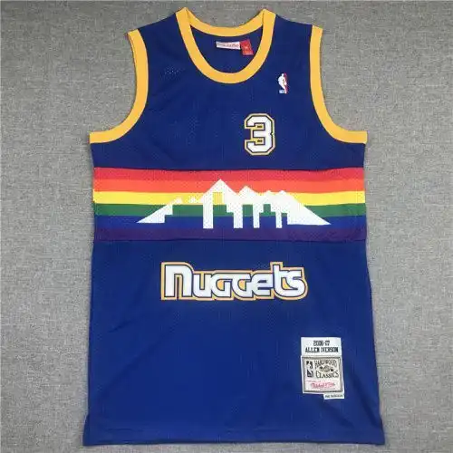 Nuggets No. 3 Allen Iverson Retro Snow Mountain Blue