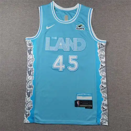 25th season Cavaliers No. 45 Mitchell City version light blue