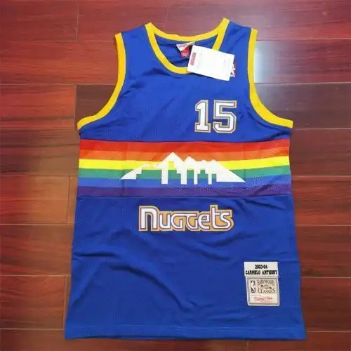 Nuggets No. 15 Cameron Anthony Retro Snow Mountain Blue
