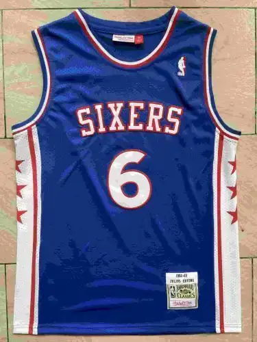 76ers No. 6 Julius Irving Retro Blue